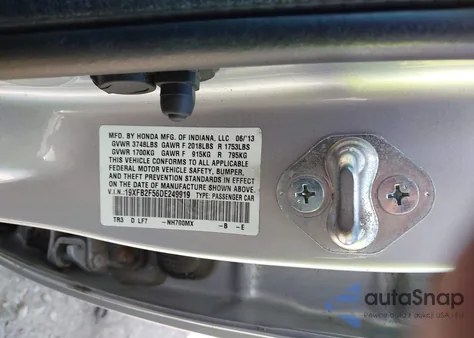 2013 Honda Civic Lx from USA, damaged, VIN 19XFB2F56DE249919